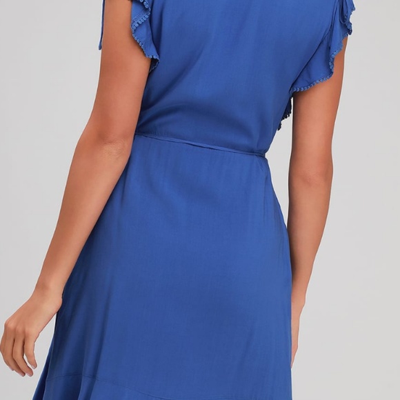 ADELEINE ROYAL BLUE WRAP MIDI DRESS - Picture 2 of 2